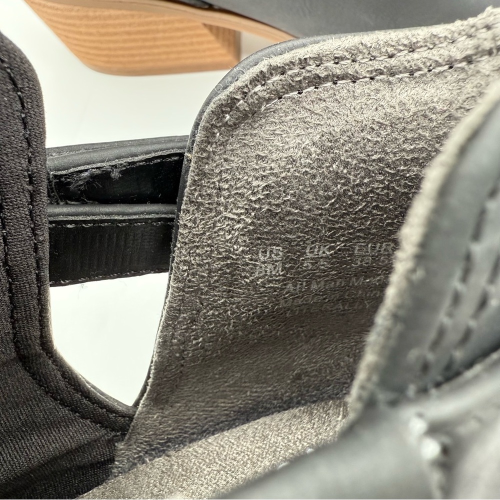 Dr. Scholl’s Literally Black Cutout Ankle Boots w/ Gold Buckle & Stacked Heel - Picture 7 of 16